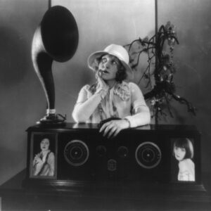 3a35553u Clara Horton tuned in on a concert with her receiver, 1925